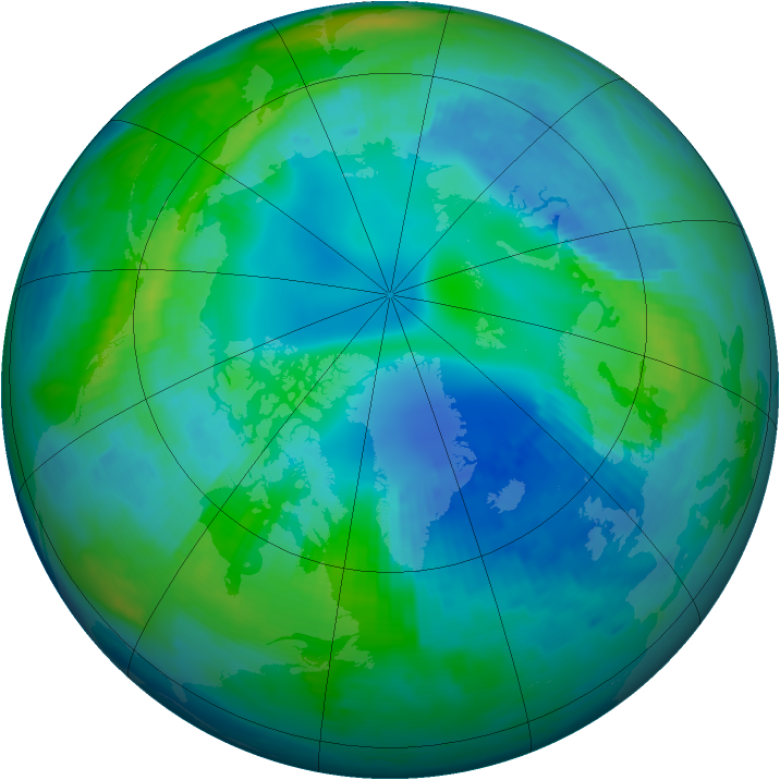Arctic ozone map for 26 October 1997
